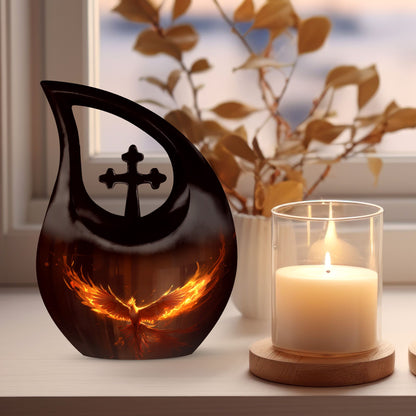 10 inch Phoenix Urn with Cross Drop design for burial, 