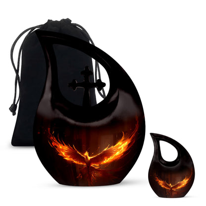 10 inch Phoenix Urn with Cross Drop design for burial, 