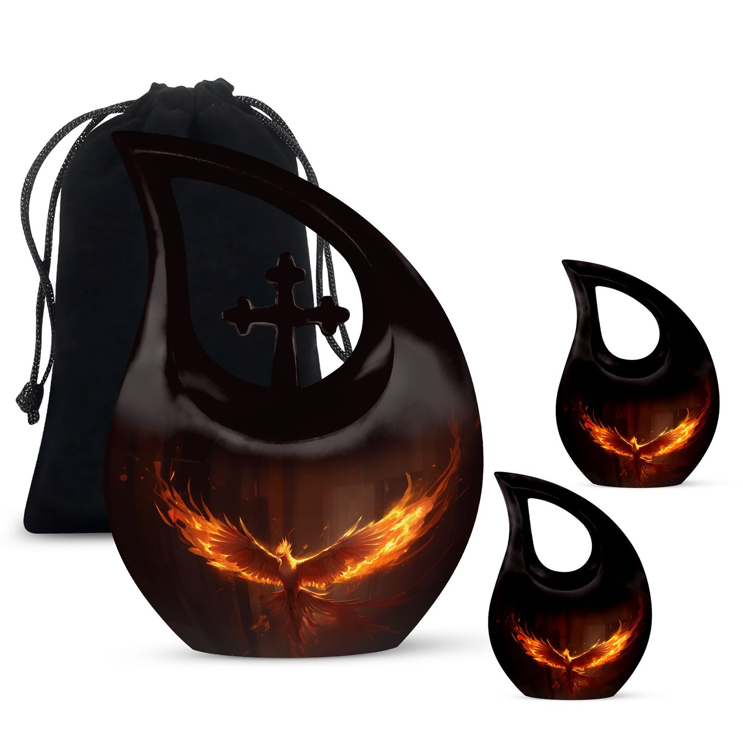 10 inch Phoenix Urn with Cross Drop design for burial, 
