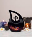 10-inch Phoenix Urn, Double Cremation Urn with Cross Drop 