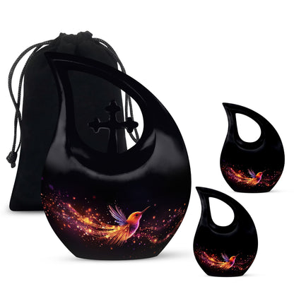 10-inch Phoenix Urn, Double Cremation Urn with Cross Drop 