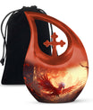 Phoenix-themed Ashes Keepsake for a Man, 10-inch Aluminium 