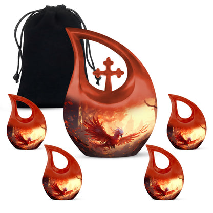 Phoenix-themed Ashes Keepsake for a Man, 10-inch Aluminium 
