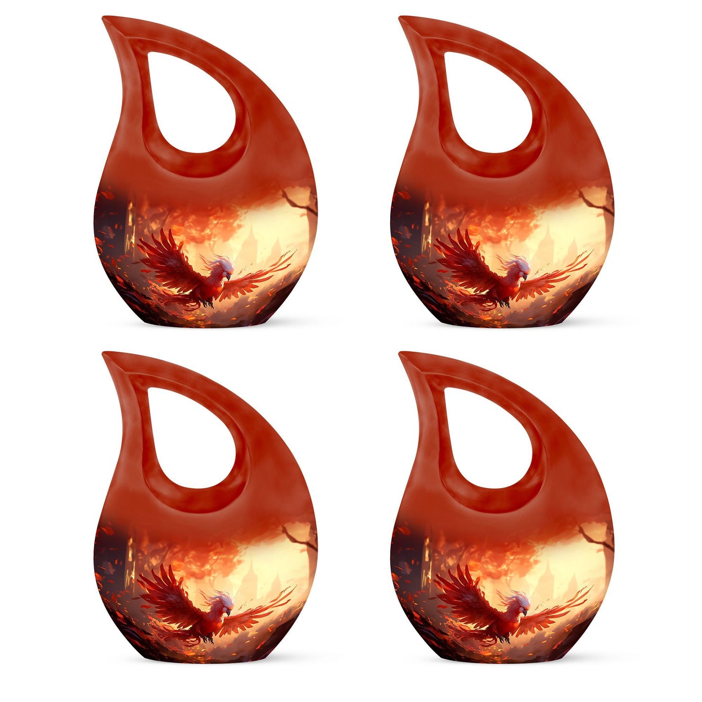 Phoenix-themed Ashes Keepsake for a Man, 10-inch Aluminium 