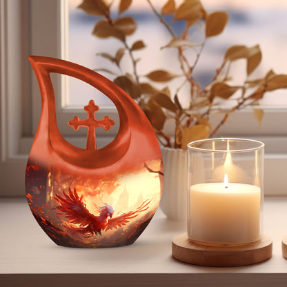 Phoenix-themed Ashes Keepsake for a Man, 10-inch Aluminium 
