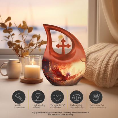 Phoenix-themed Ashes Keepsake for a Man, 10-inch Aluminium 