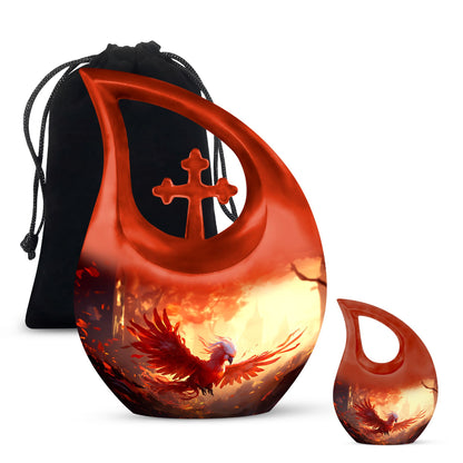 Phoenix-themed Ashes Keepsake for a Man, 10-inch Aluminium 