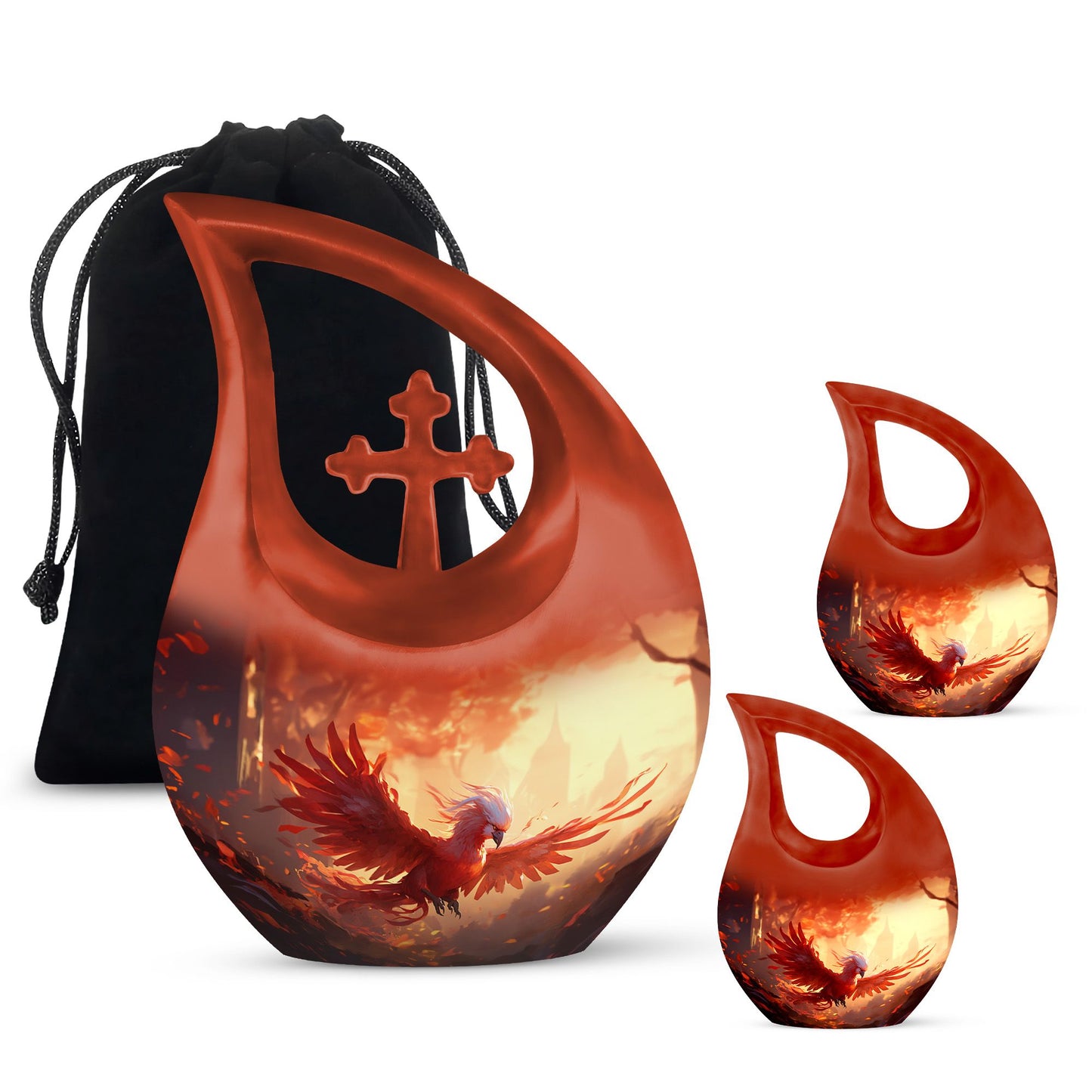 Phoenix-themed Ashes Keepsake for a Man, 10-inch Aluminium 