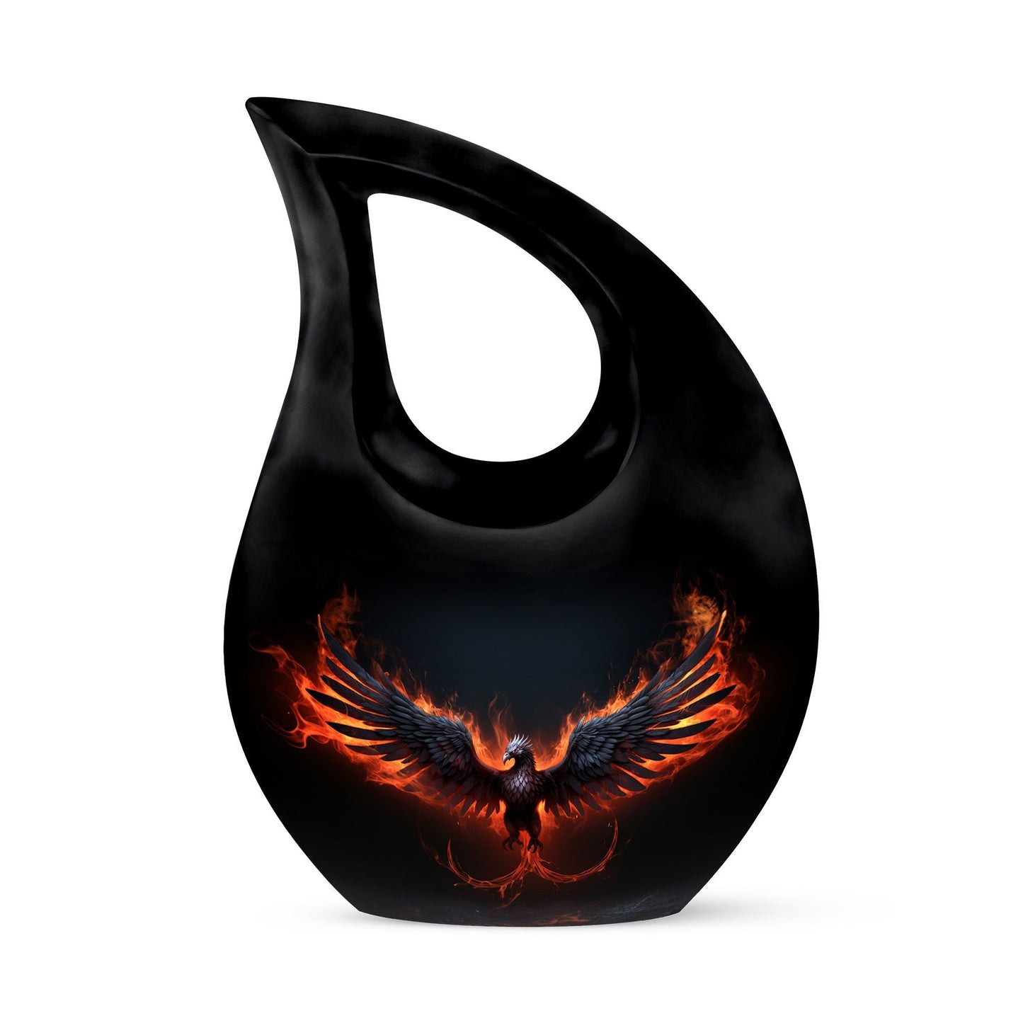 10-inch Phoenix-themed Unusual Urn with Cross Drop 