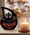 10-inch Phoenix-themed Unusual Urn with Cross Drop 