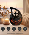 10-inch Phoenix-themed Unusual Urn with Cross Drop 