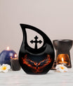 10-inch Phoenix-themed Unusual Urn with Cross Drop 