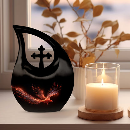 Large 10-inch Phoenix Urn with Cross Drop design