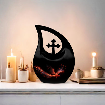Large 10-inch Phoenix Urn with Cross Drop design