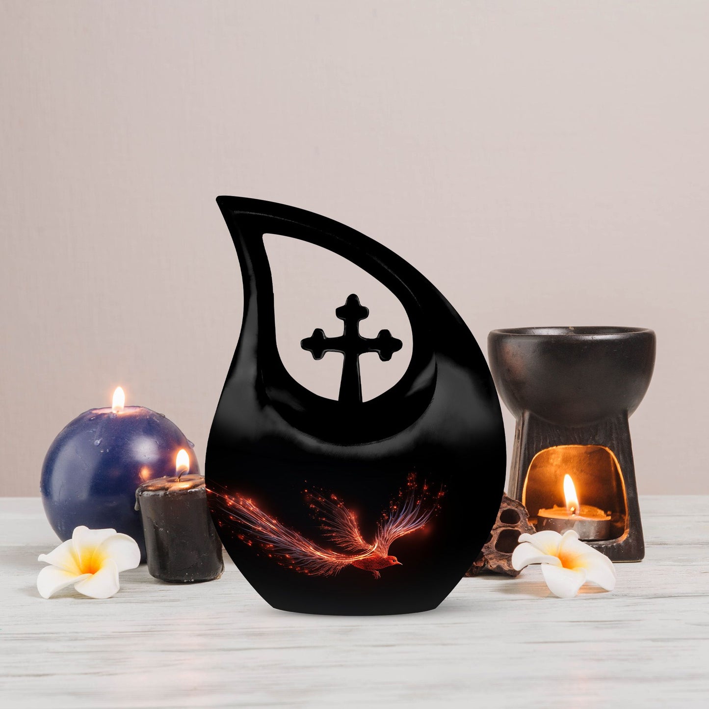 Large 10-inch Phoenix Urn with Cross Drop design