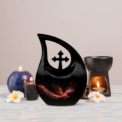 Large 10-inch Phoenix Urn with Cross Drop design