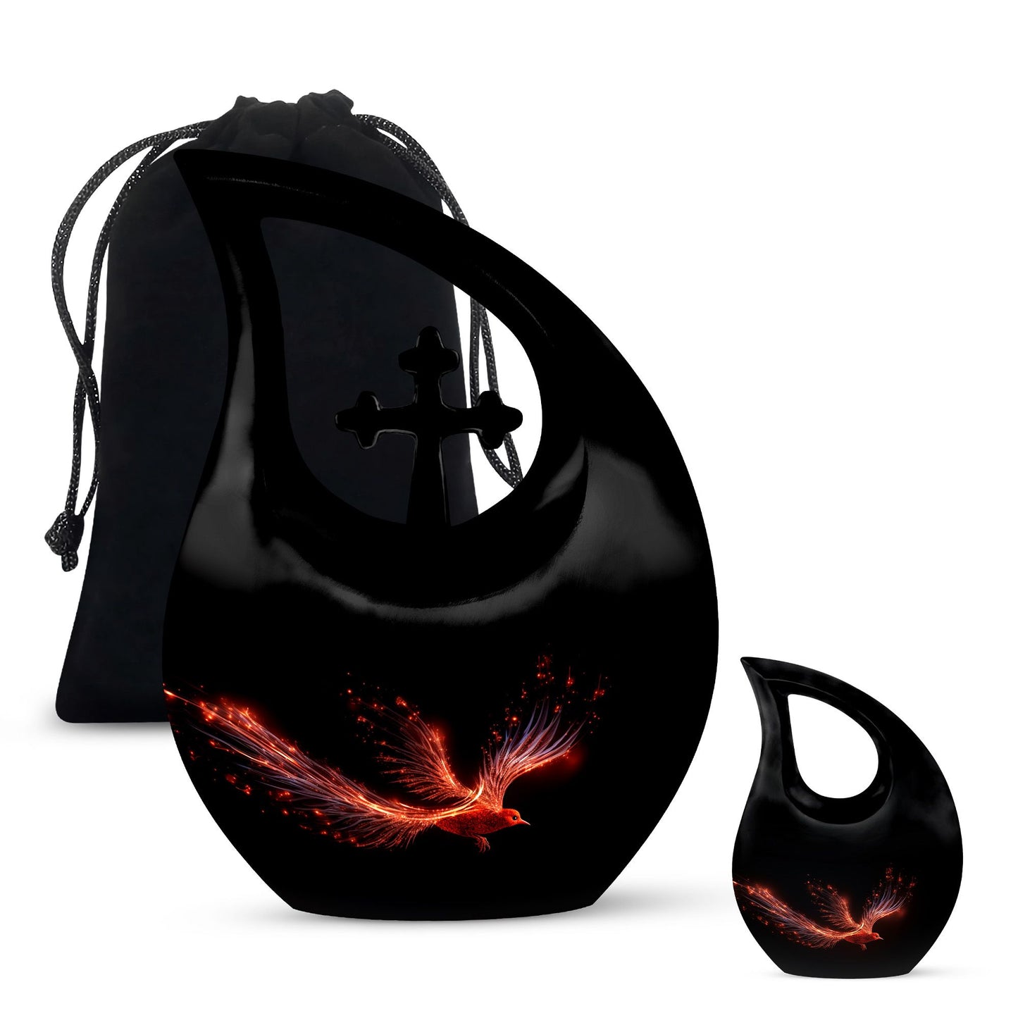 Large 10-inch Phoenix Urn with Cross Drop design