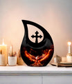10 inch Phoenix Cremation Urn, Cross Drop design with 