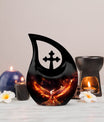 10 inch Phoenix Cremation Urn, Cross Drop design with 