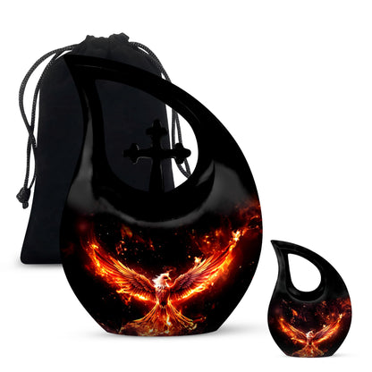 10 inch Phoenix Cremation Urn, Cross Drop design with 