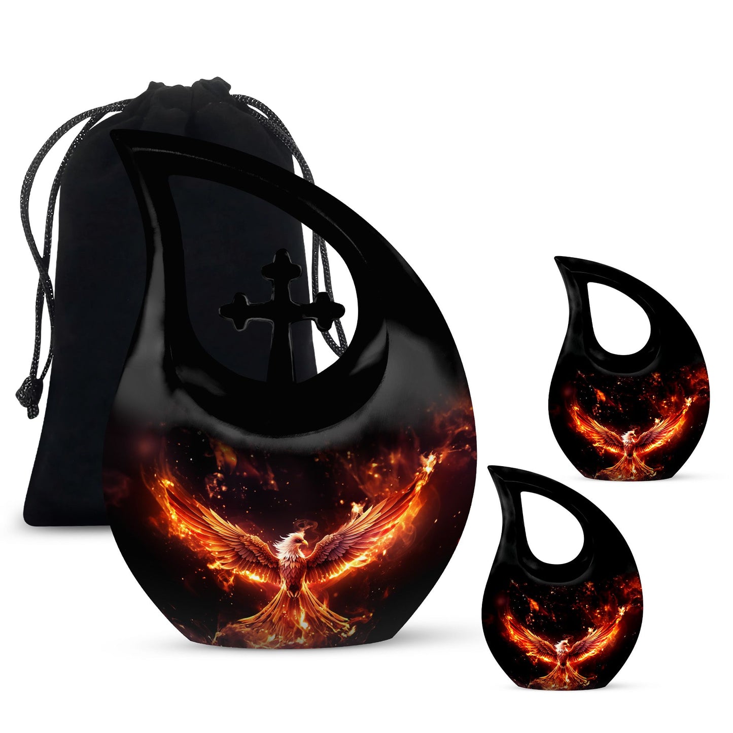 10 inch Phoenix Cremation Urn, Cross Drop design with 
