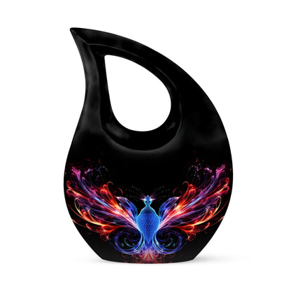 Phoenix Pet Cremations' 10-inch Phoenix Urn with Cross Drop design and personalization option