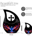 Phoenix Pet Cremations' 10-inch Phoenix Urn with Cross Drop design and personalization option
