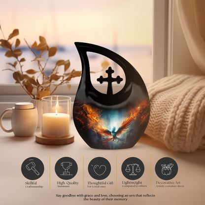 10 inch Phoenix Urn with Cross Drop design, 