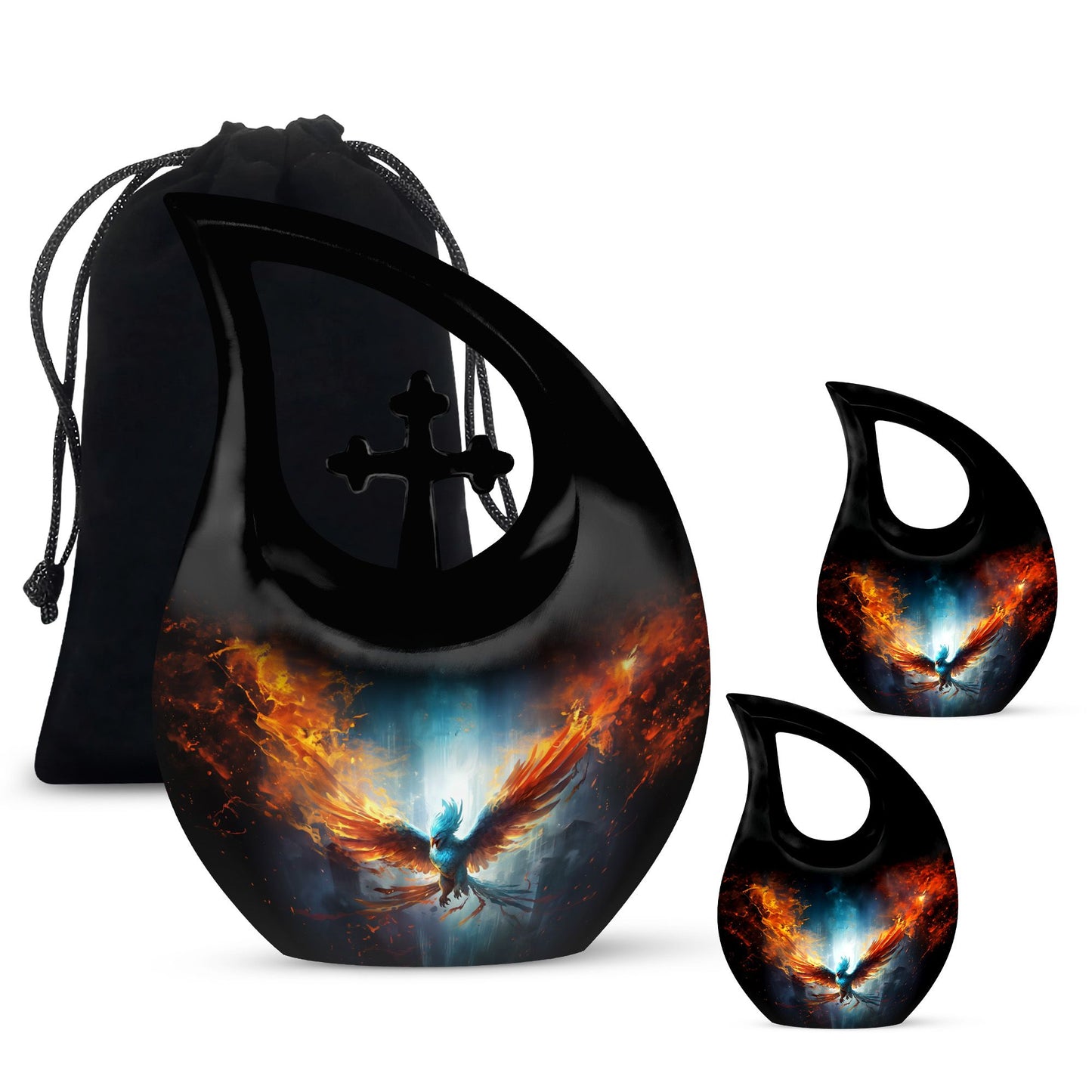 10 inch Phoenix Urn with Cross Drop design, 