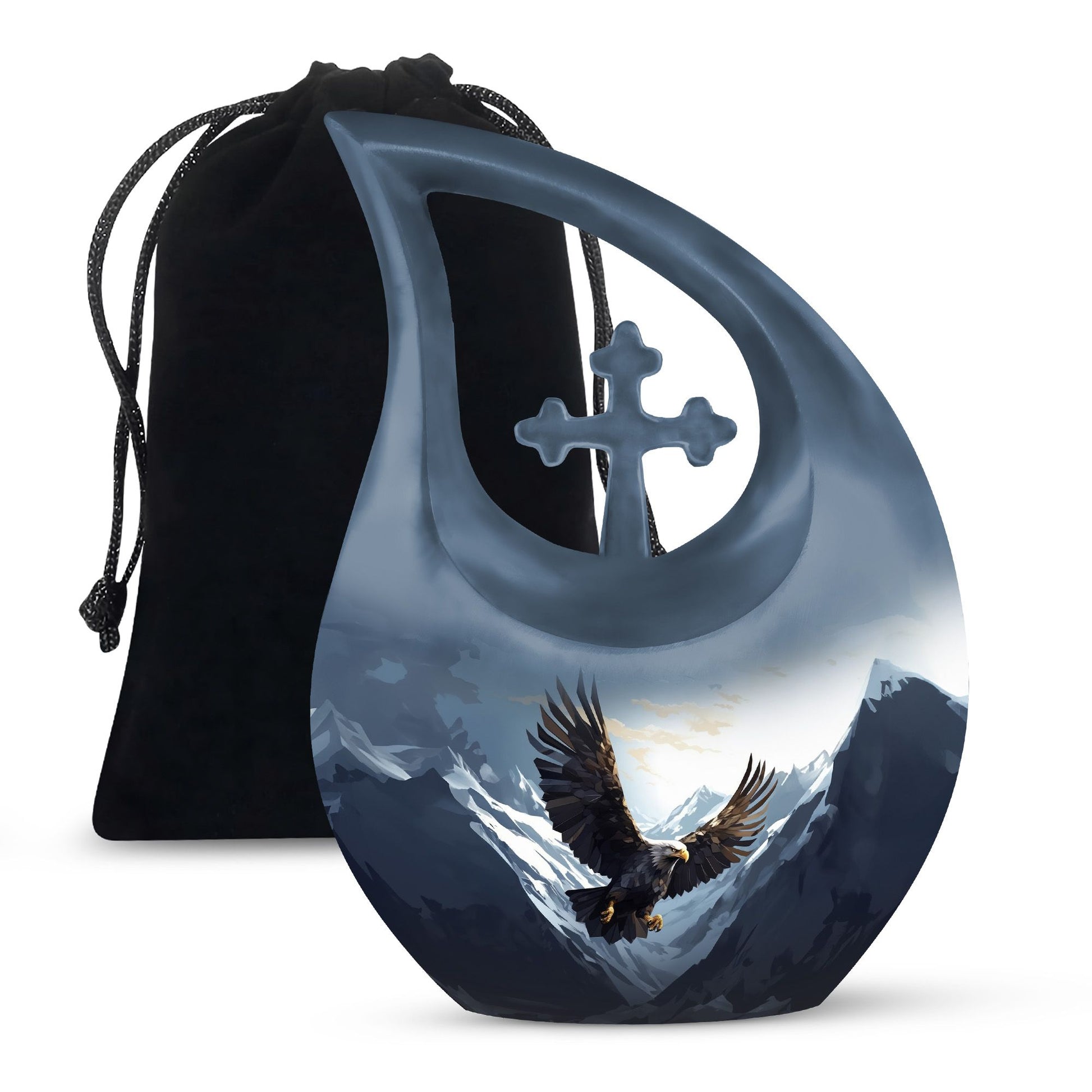 10-inch Eagle Urn with Cross Drop design, 