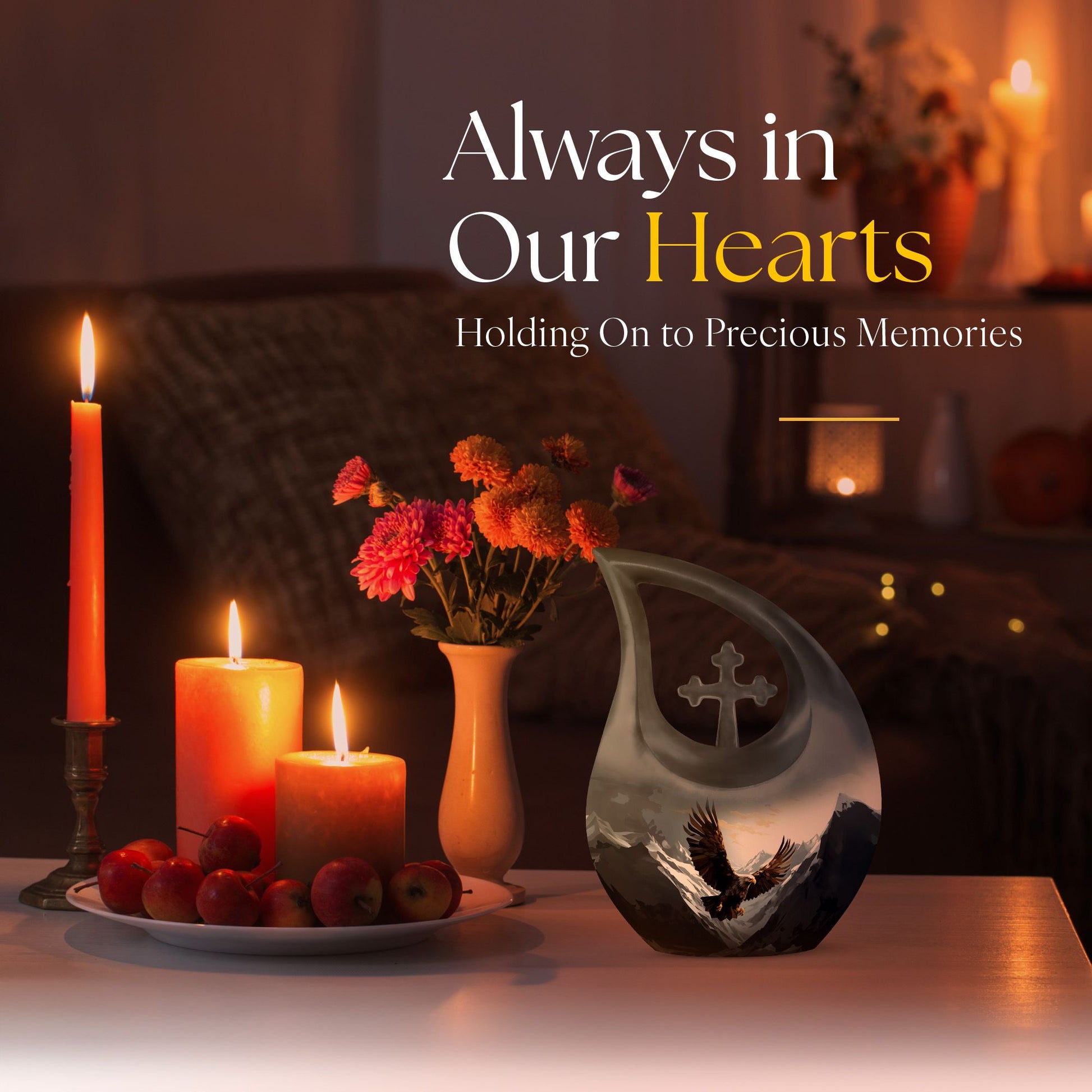 10-inch Eagle Urn with Cross Drop design, 