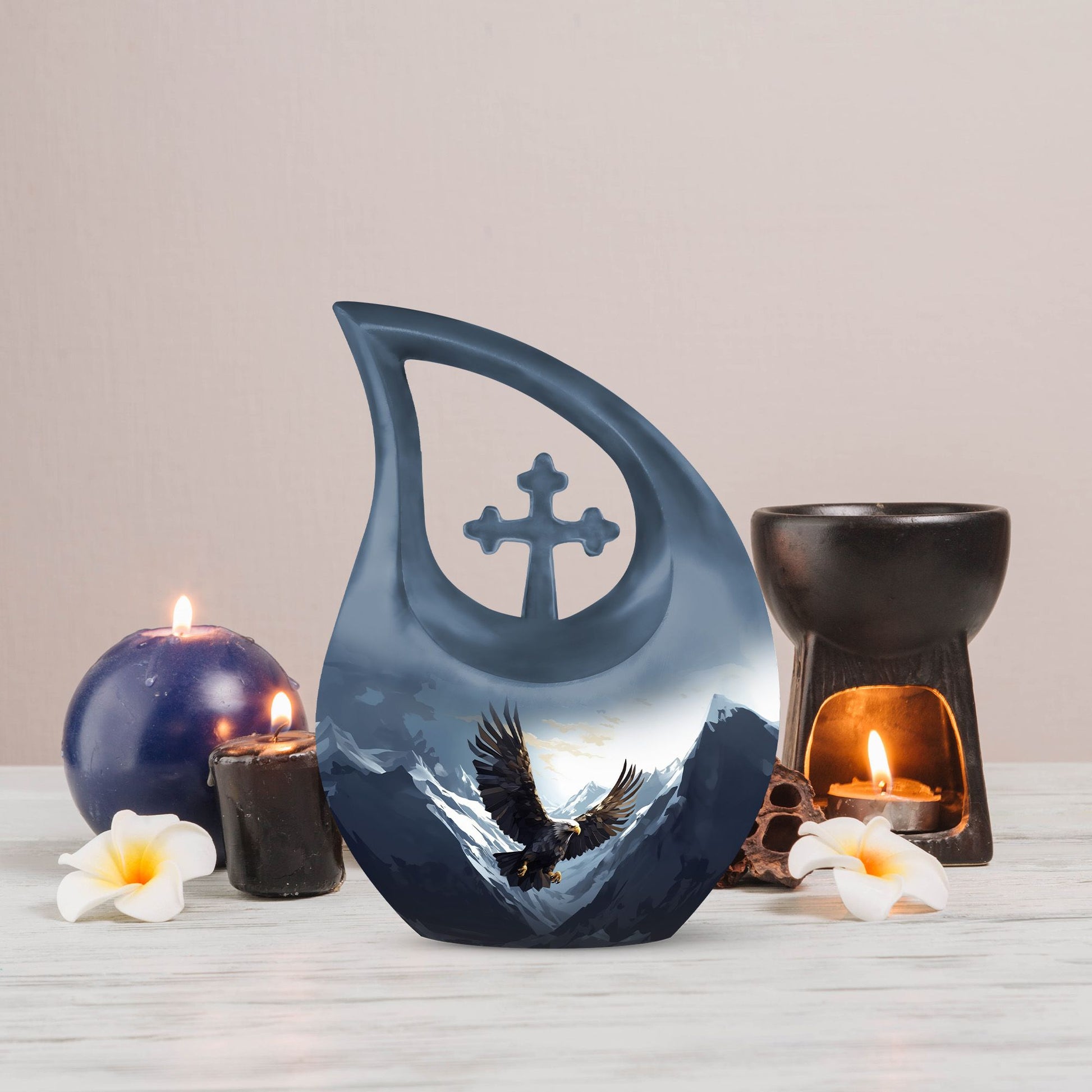 10-inch Eagle Urn with Cross Drop design, 