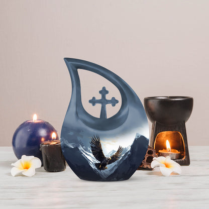 10-inch Eagle Urn with Cross Drop design, 