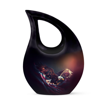 10-inch Eagle themed urn with Cross Drop design, 