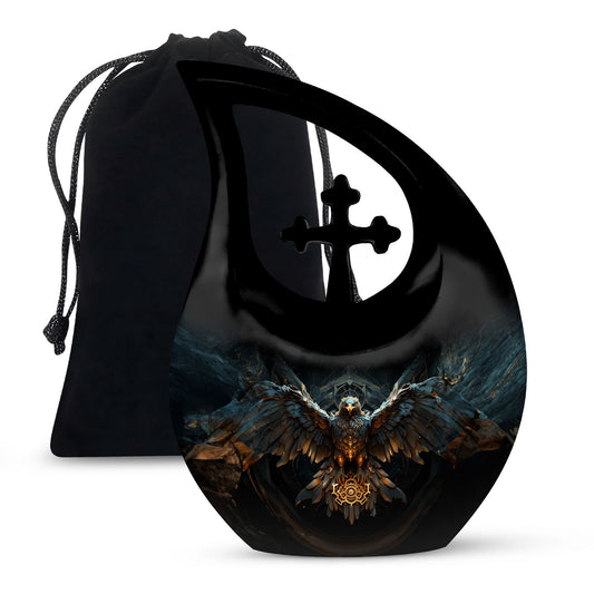 Eagle-themed Cross Drop Custom Cremation Urn,