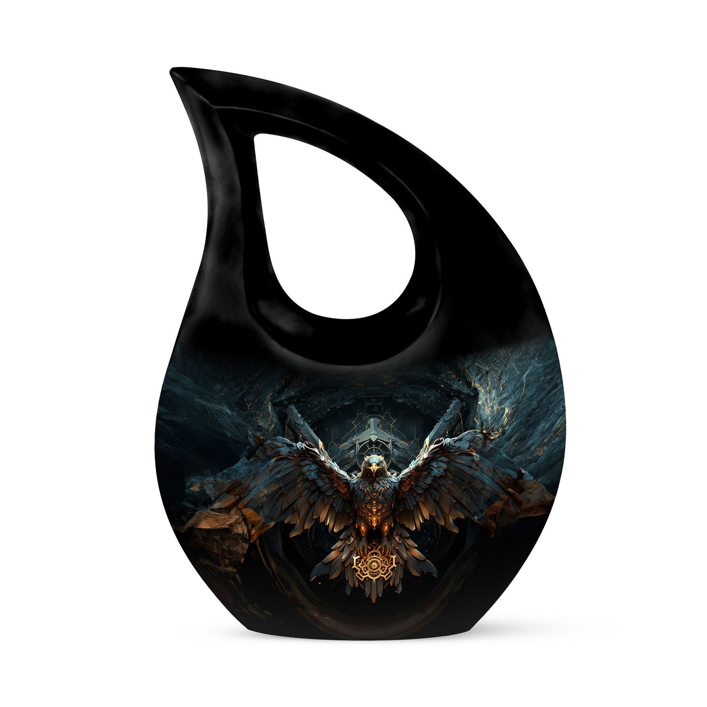 Eagle-themed Cross Drop Custom Cremation Urn,