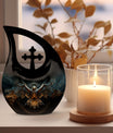 Eagle-themed Cross Drop Custom Cremation Urn,