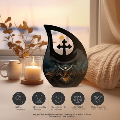 Eagle-themed Cross Drop Custom Cremation Urn,