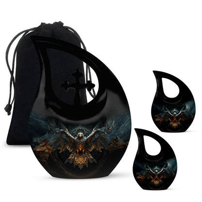 Eagle-themed Cross Drop Custom Cremation Urn,