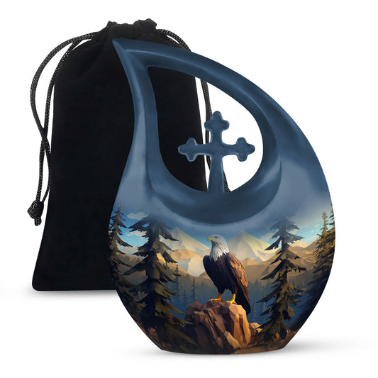 10-inch Eagle Urn with Cross Drop design, 