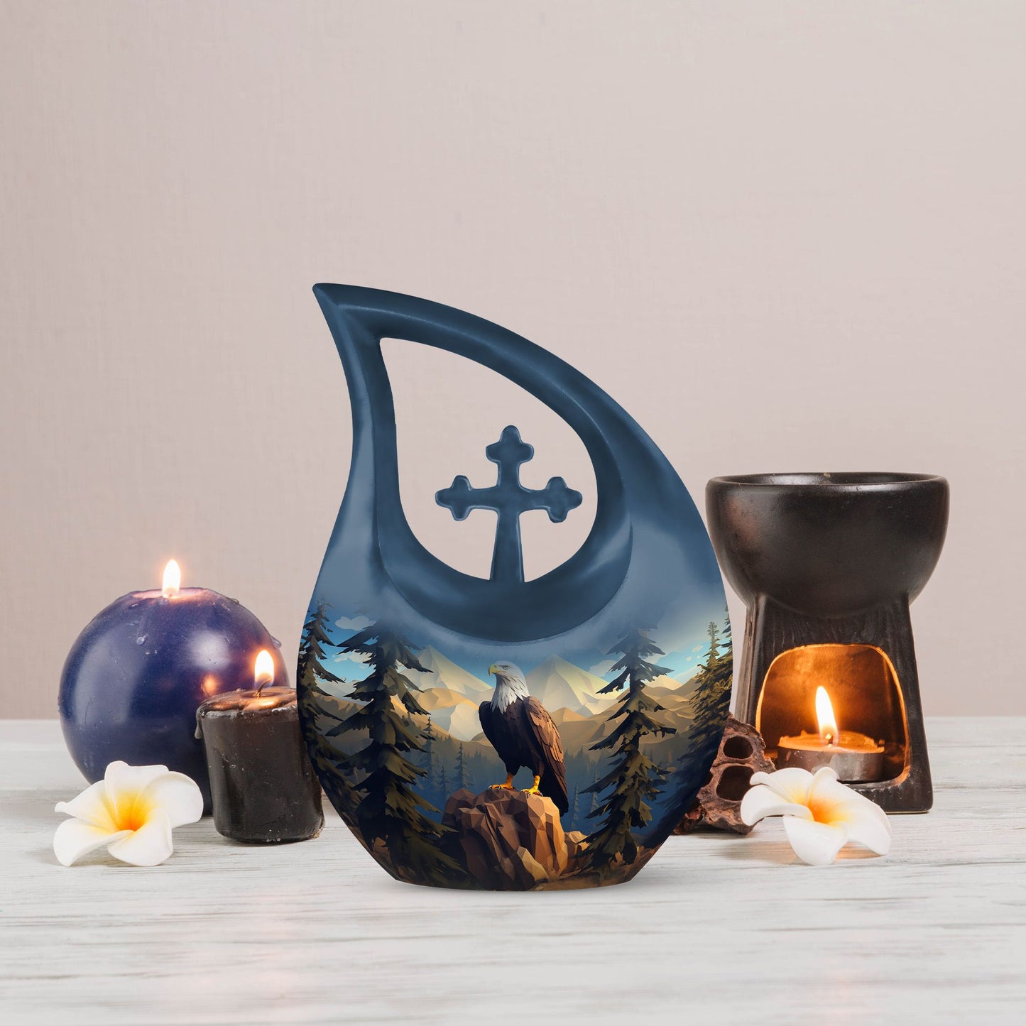 10-inch Eagle Urn with Cross Drop design, 
