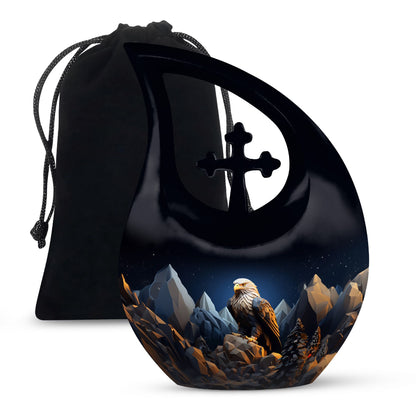 10-inch Custom Eagle Urn with Cross Drop Design 