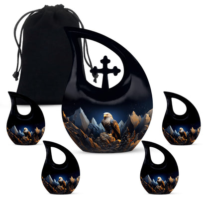 10-inch Custom Eagle Urn with Cross Drop Design 