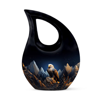 10-inch Custom Eagle Urn with Cross Drop Design 