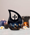 10-inch Custom Eagle Urn with Cross Drop Design 