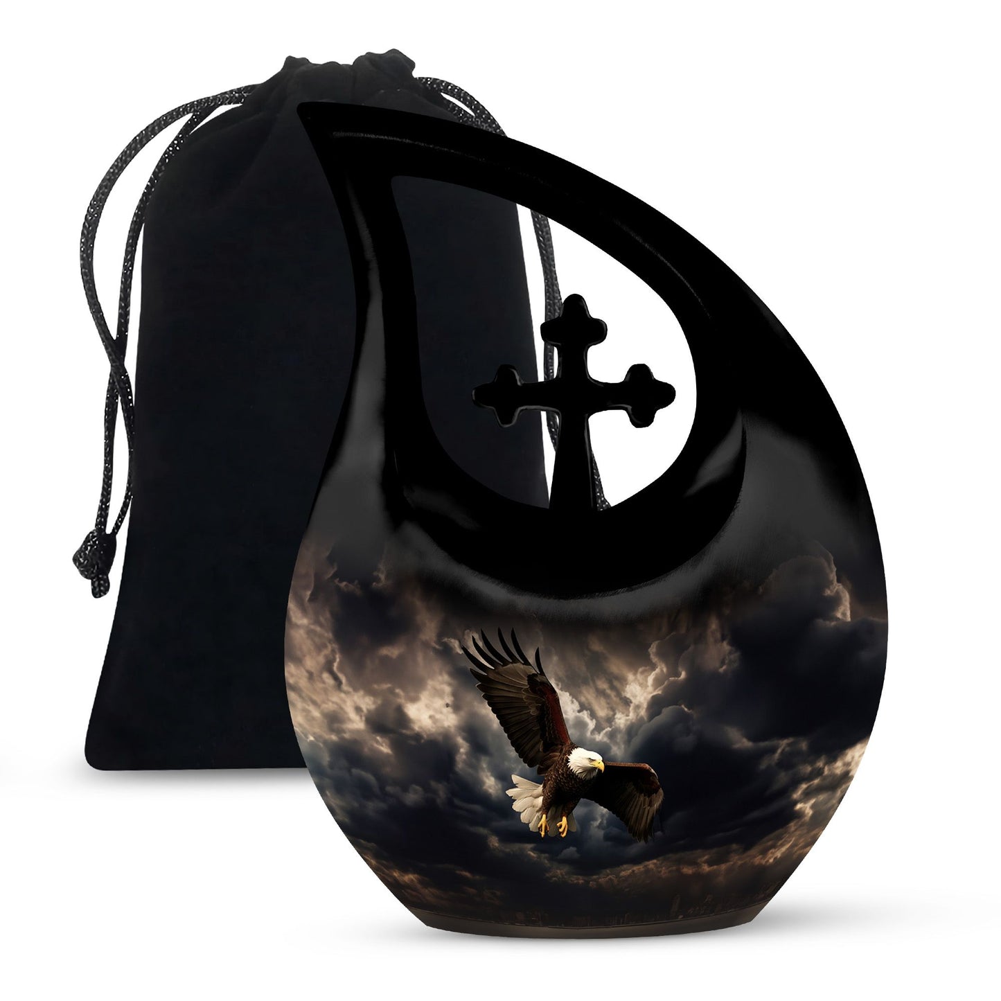 10-inch Eagle Urn with Cross Drop design,