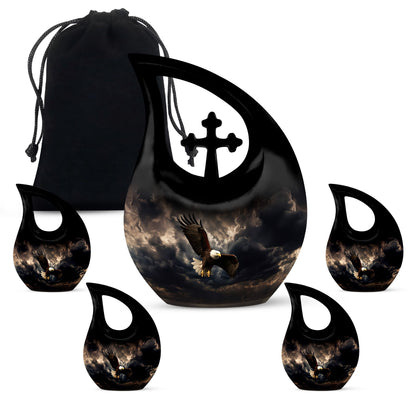 10-inch Eagle Urn with Cross Drop design,