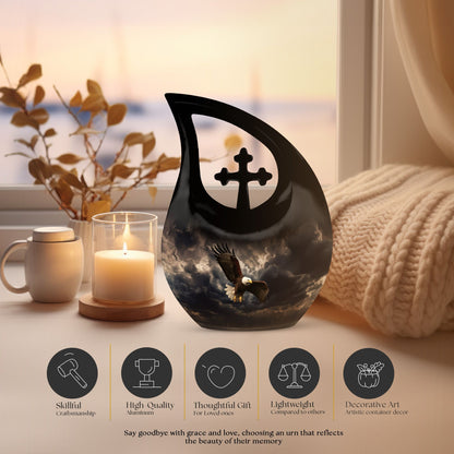 10-inch Eagle Urn with Cross Drop design,