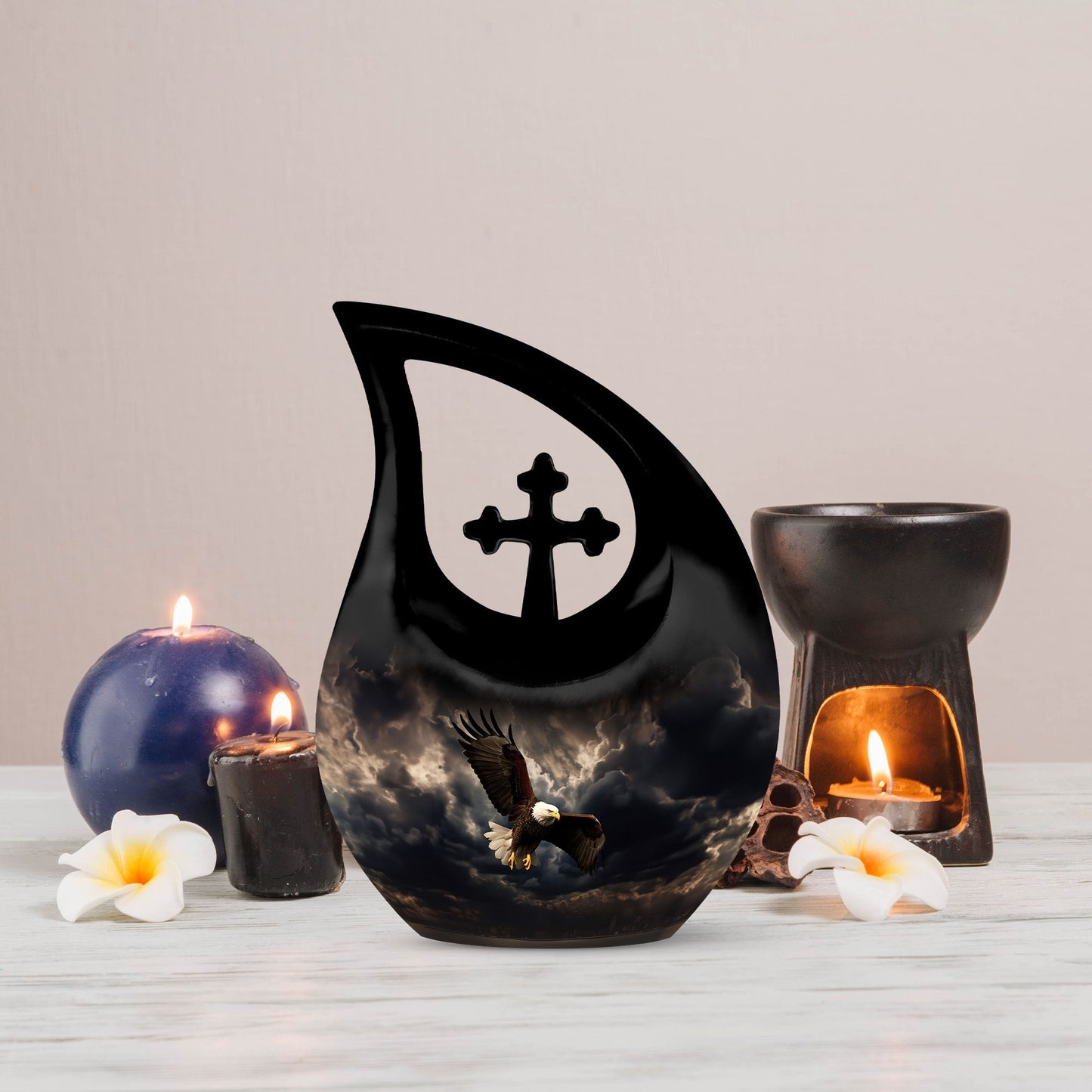 10-inch Eagle Urn with Cross Drop design,