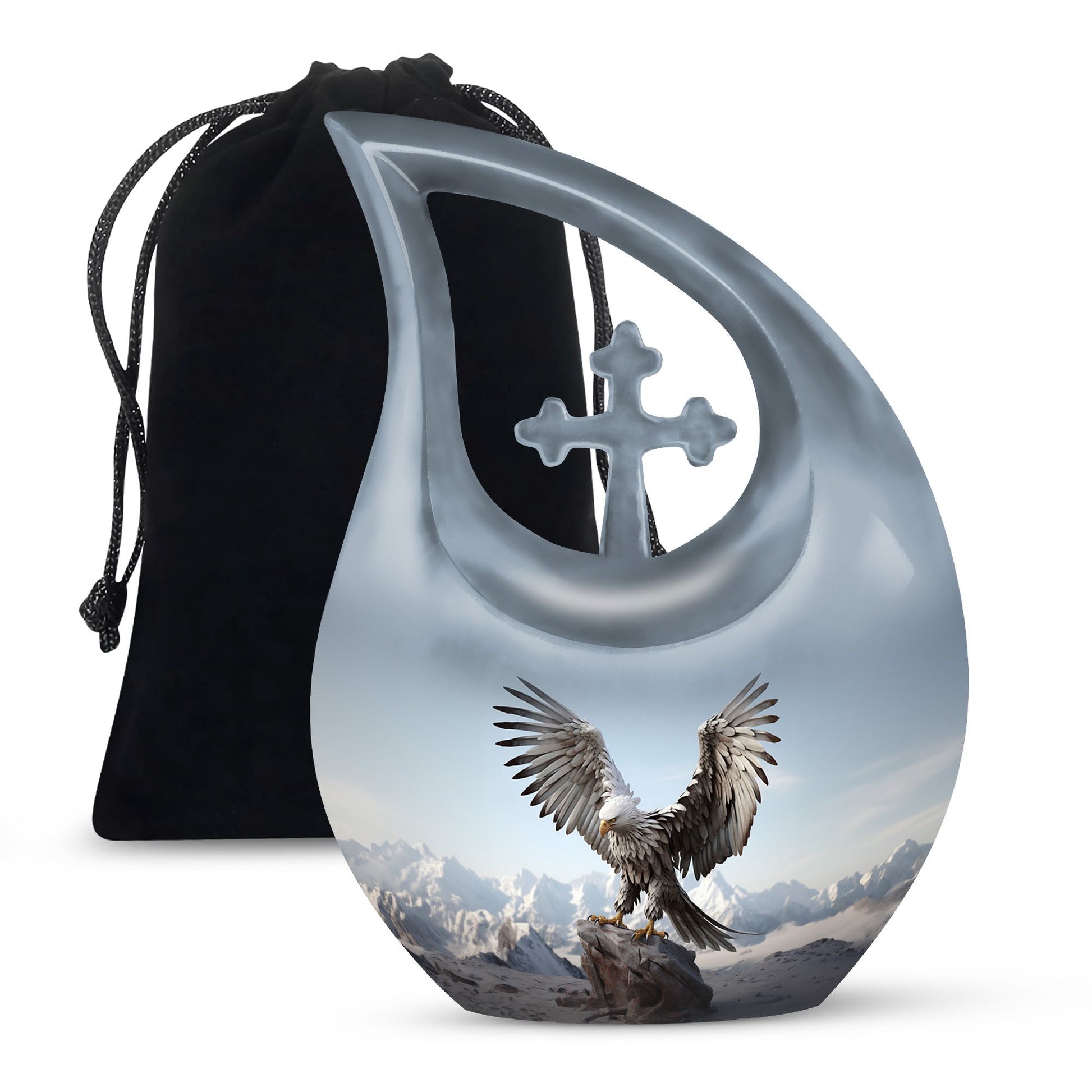 10-inch Eagle Urn featuring Cross Drop design